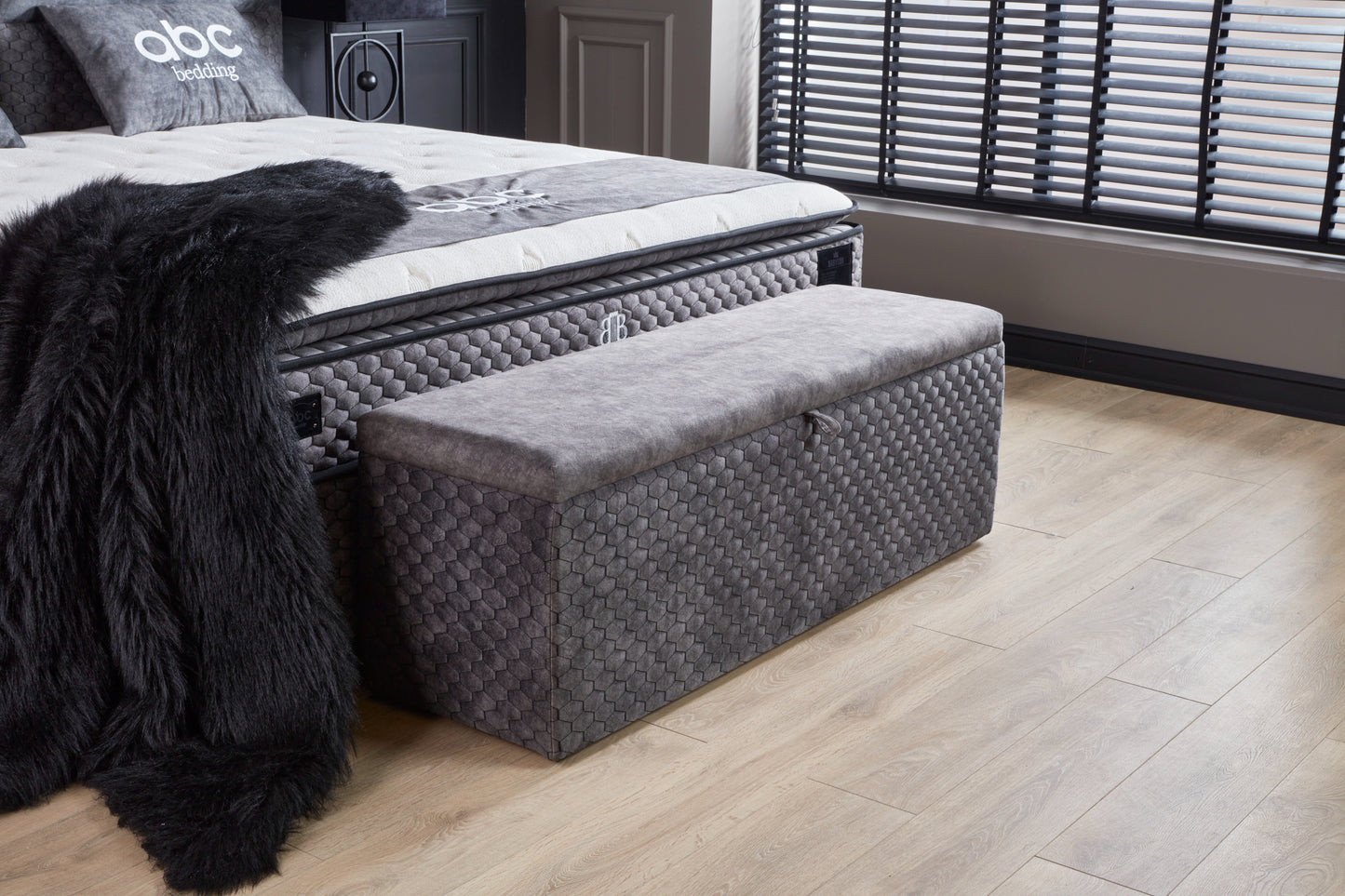 Boxspringbett Babylon Dunkelgrau/Anthrazit Voll-orthopädisches Komfortbett mit Bettkasten, Stauraum, inkl. kostenlose Lieferung und Montage