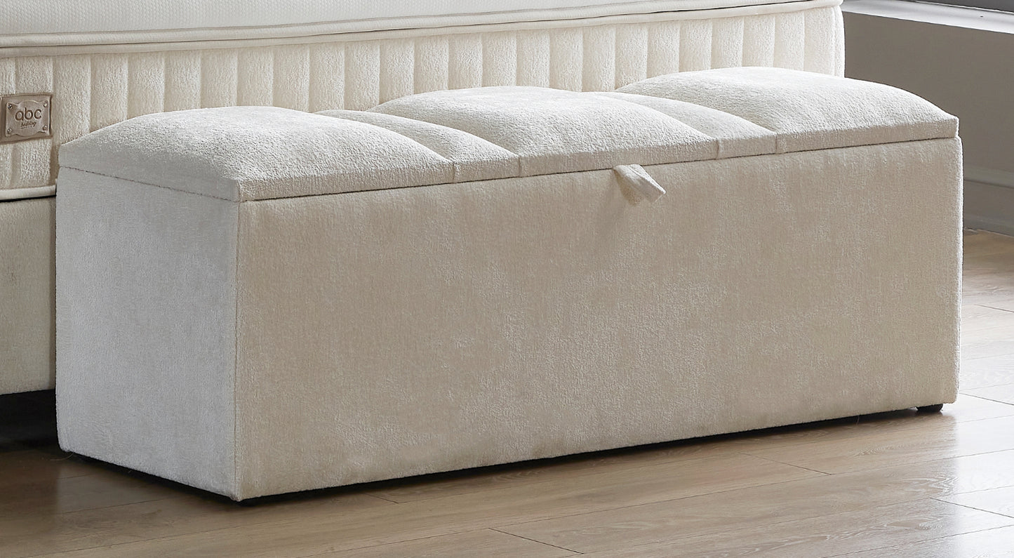 Boxspringbett Aura Cremeweiß Voll-orthopädisches Komfortbett mit Bettkasten, Stauraum, inkl. kostenlose Lieferung und Montage