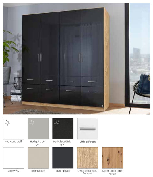 Drehtürenschrank Celle Hochglanz Schranksystem Höhe 197 cm