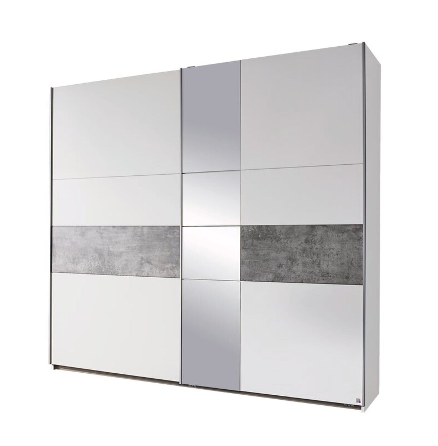 Schwebetürenschrank Korbach 2-türig mit Teilspiegelfront B/H/T 218 x 210 x 59 cm, Zubehör Premium