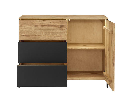 Kombikommode Boston Eiche/Wildeiche massiv geölt inkl. Beleuchtung B/H/T 105 x 84 x 42 cm