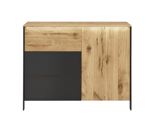 Kombikommode Boston Eiche/Wildeiche massiv geölt inkl. Beleuchtung B/H/T 105 x 84 x 42 cm