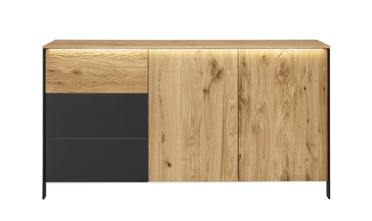 Kombikommode Boston Eiche/Wildeiche massiv geölt inkl. Beleuchtung B/H/T 155 x 84 x 42 cm