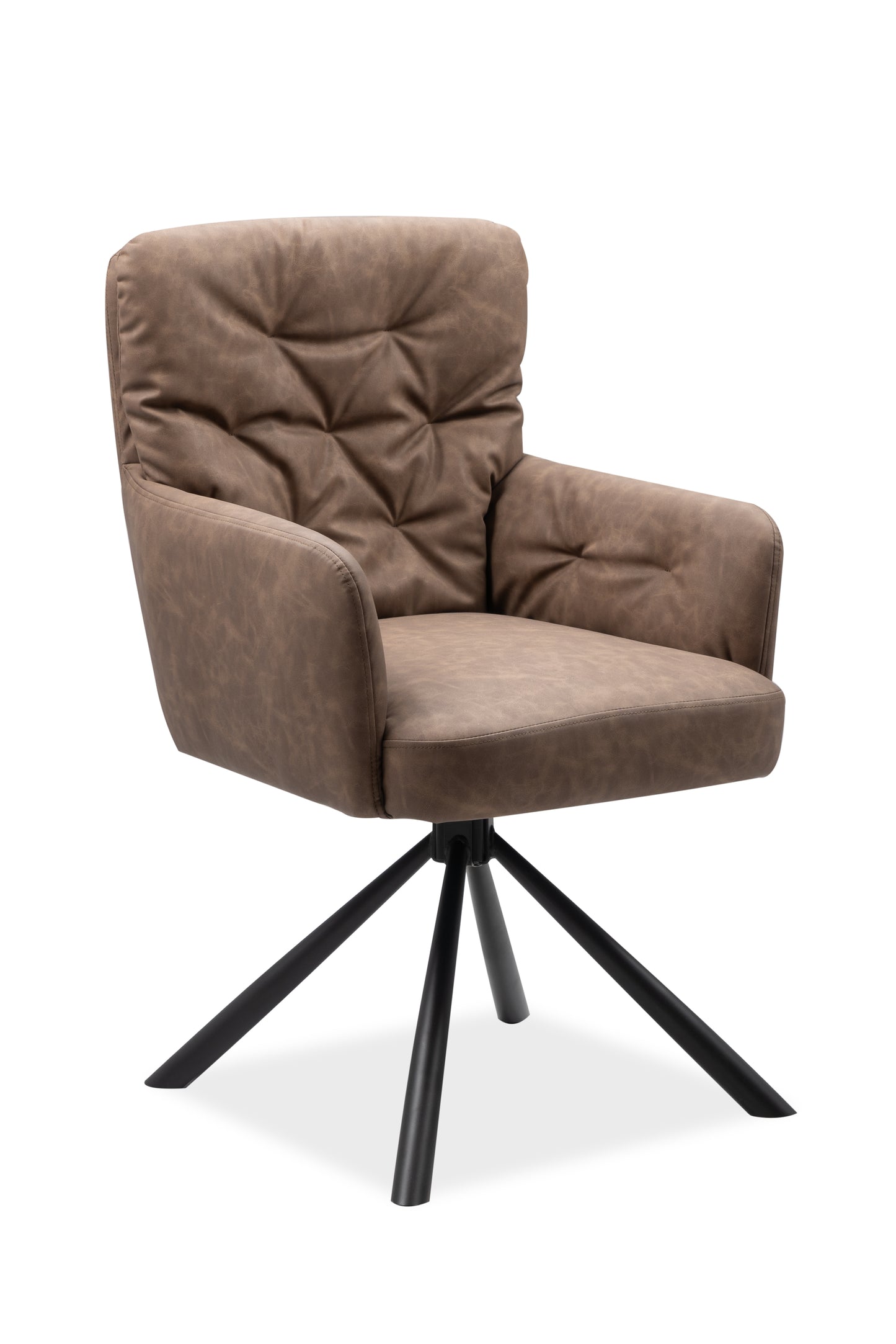 Finori Polsterstuhl Bobby 70A mit Armlehnen drehbar Lederoptik Braun B/H/T ca. 60 x 93 x 47 cm