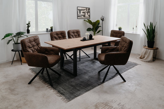 Finori Polsterstuhl Bobby 70A mit Armlehnen drehbar Lederoptik Braun B/H/T ca. 60 x 93 x 47 cm