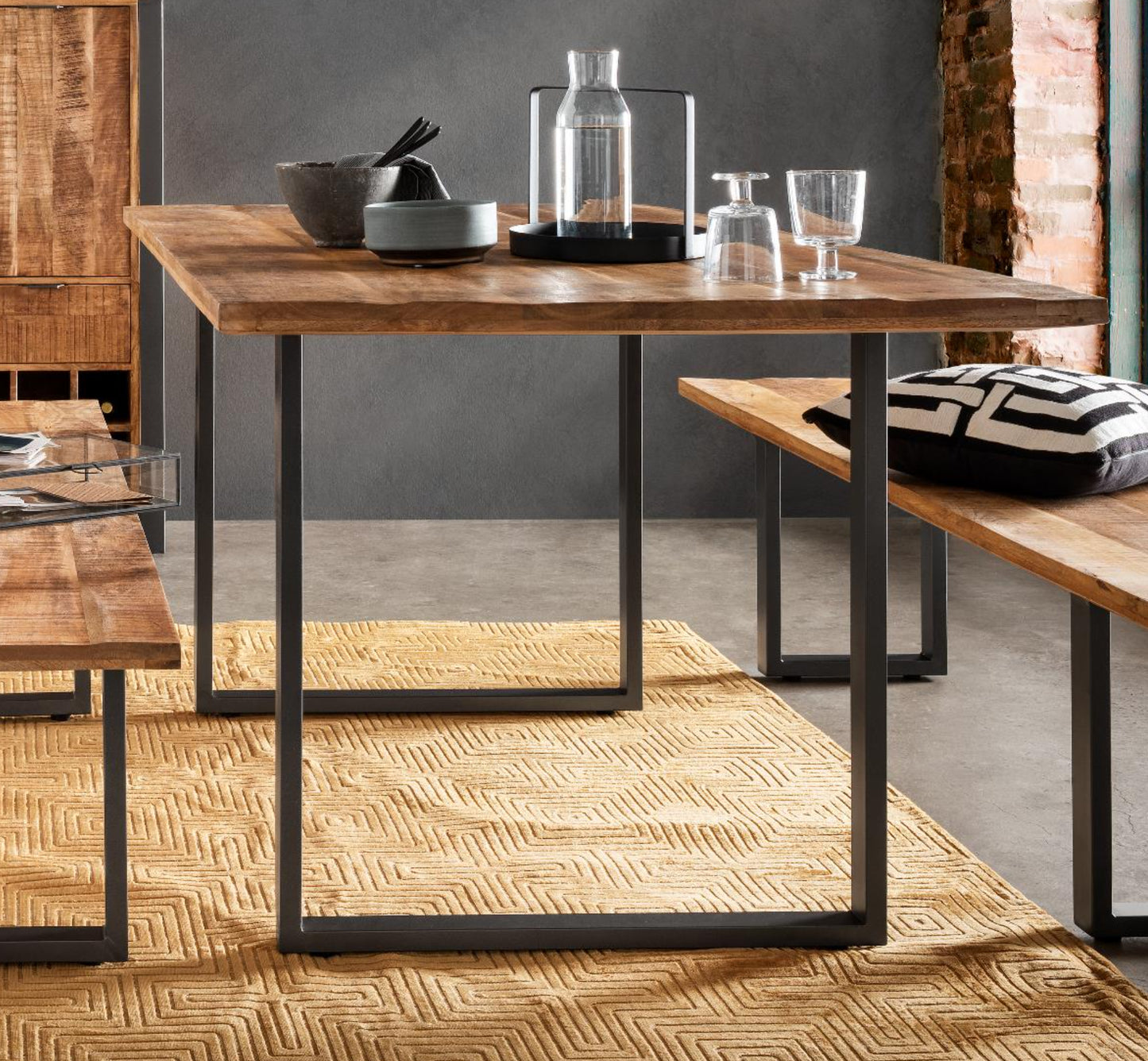 Esszimmertisch Cayro Mangoholz massiv multifarbig B/H/T 180/200 x 76 x 90 cm