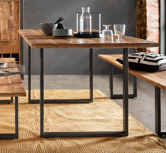 Esszimmertisch Cayro Mangoholz massiv multifarbig B/H/T 180/200 x 76 x 90 cm