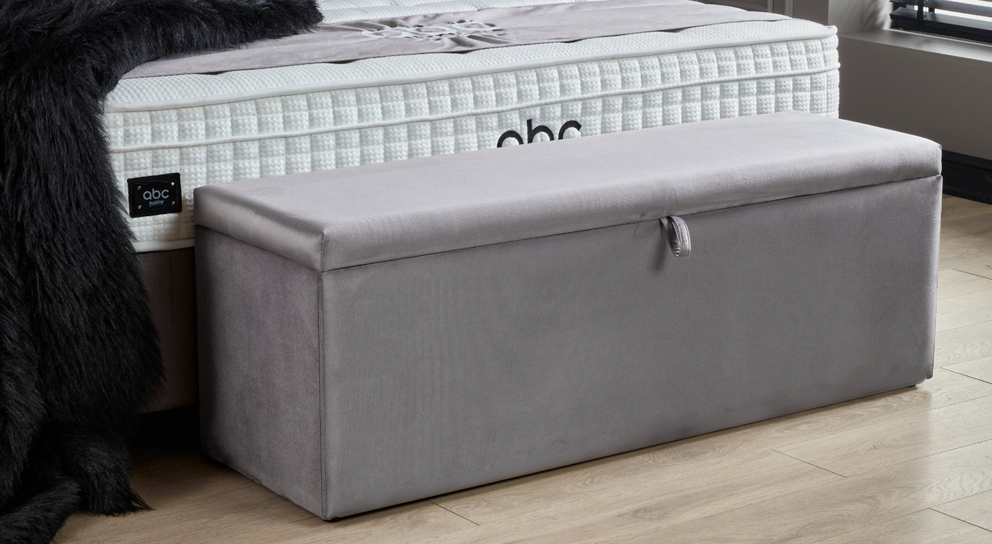 Boxspringbett Palermo Grau Voll-orthopädisches Komfortbett mit Bettkasten, Stauraum, inkl. kostenlose Lieferung und Montage