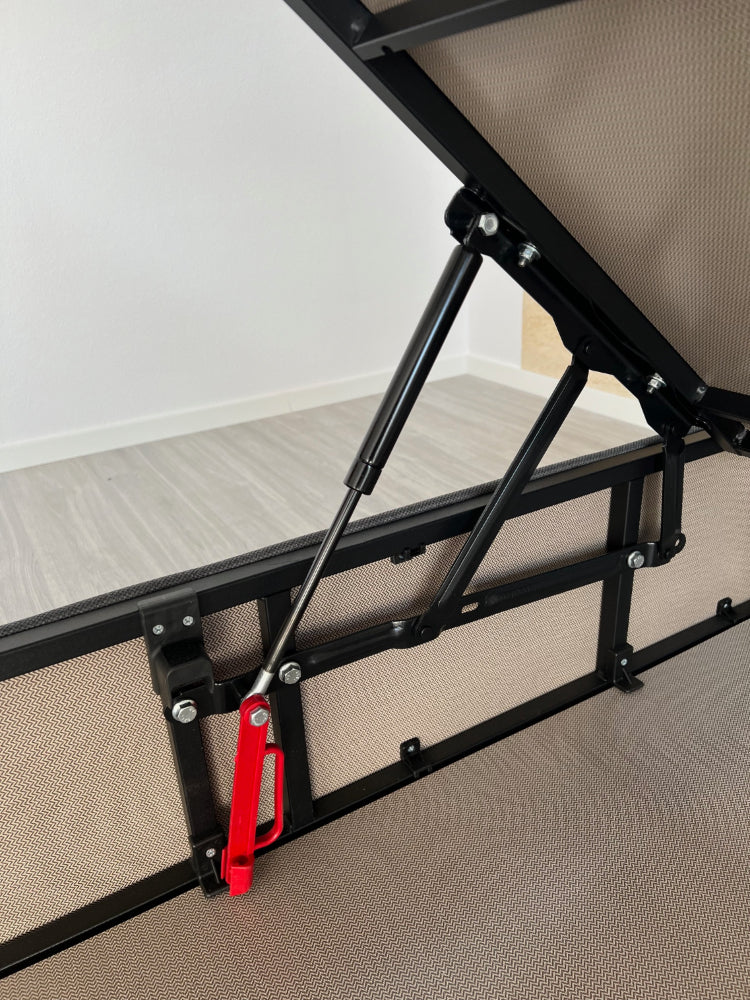 Boxspringbett Claudi Cremebeige Voll-orthopädisches Komfortbett mit Bettkasten, Stauraum, inkl. kostenlose Lieferung und Montage