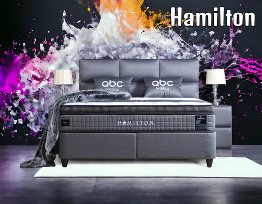 Boxspringbett Hamilton Anthrazit Voll-orthopädisches Komfortbett mit Bettkasten, Stauraum, inkl. kostenlose Lieferung und Montage
