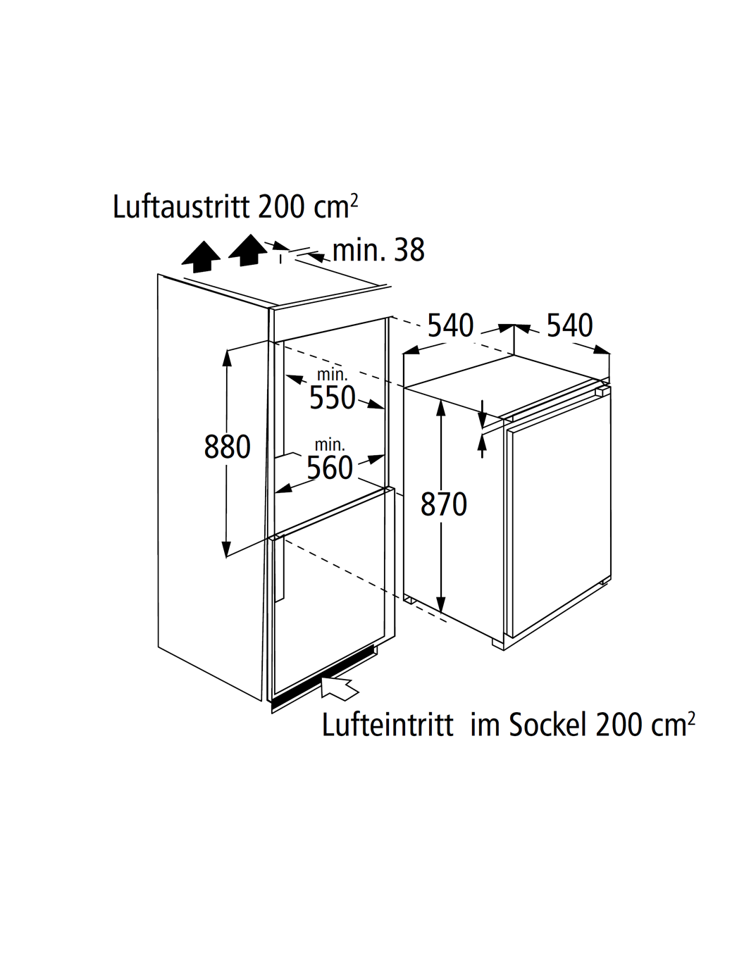 PKM Einbau-Kühl-Gefrierkombination KS120.4A++EB, Weiß, Höhe 87 cm