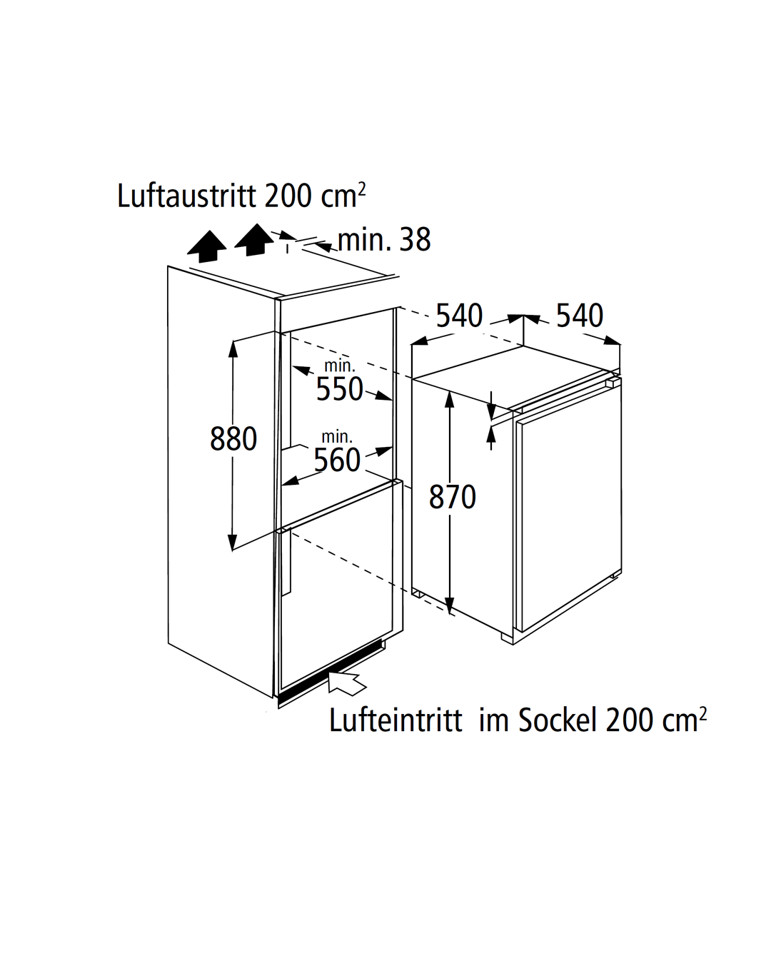 PKM Einbau-Kühlschrank KS130.0A++EB Höhe 88 cm, Weiß