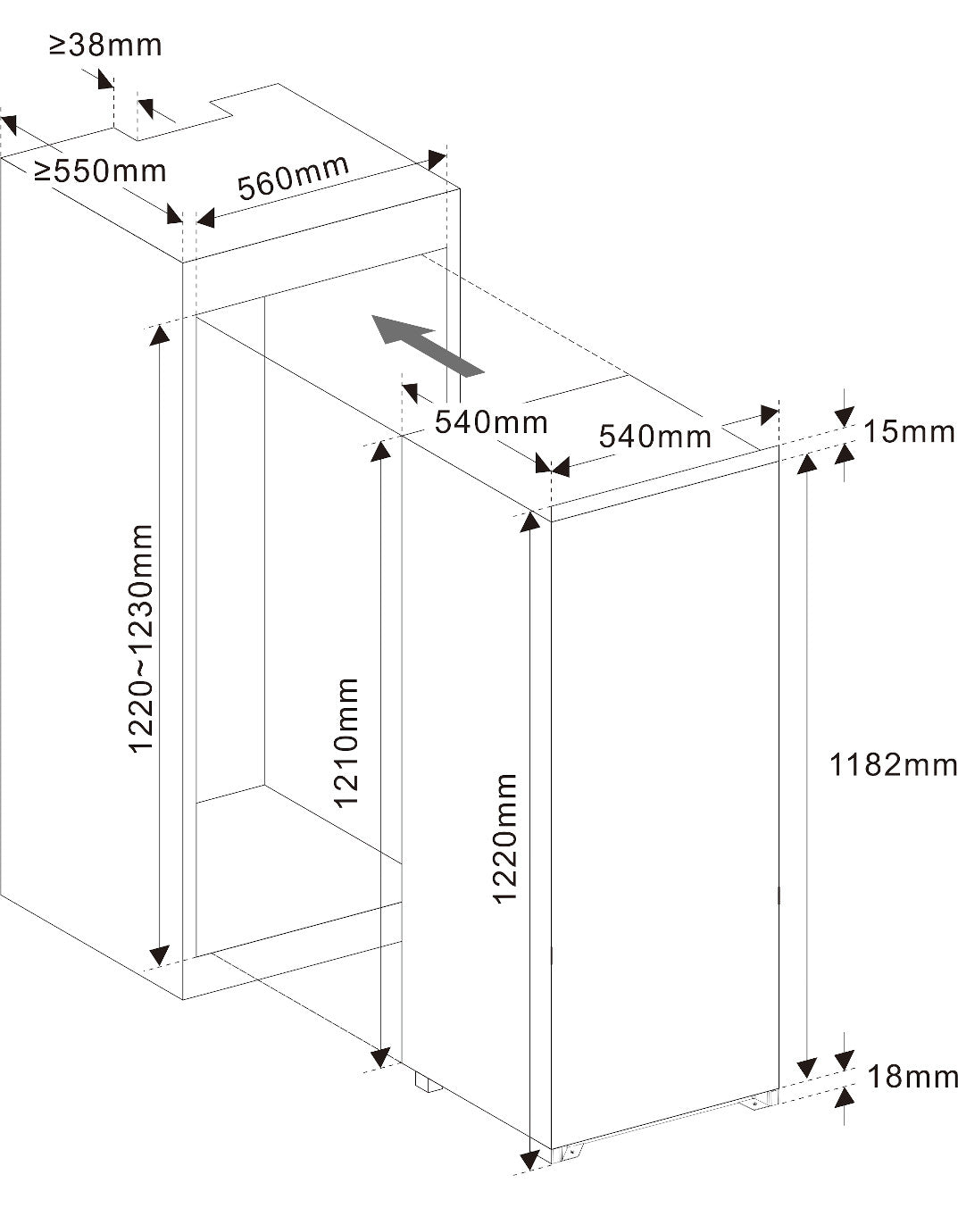PKM Einbaukühlschrank mit Gefrierfach KS184.4AEB Höhe 122 cm