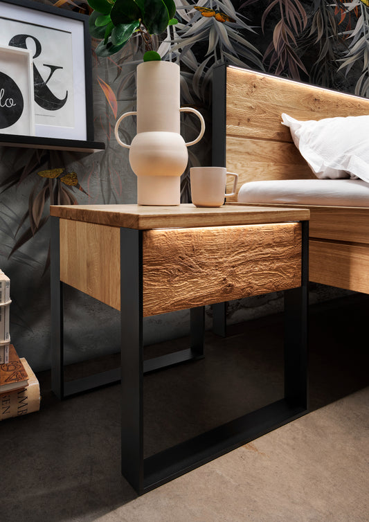 Forestales Nachtkommode Boston Wildeiche massiv mit Schublade  B/H/T 45 x 45 x 35 cm