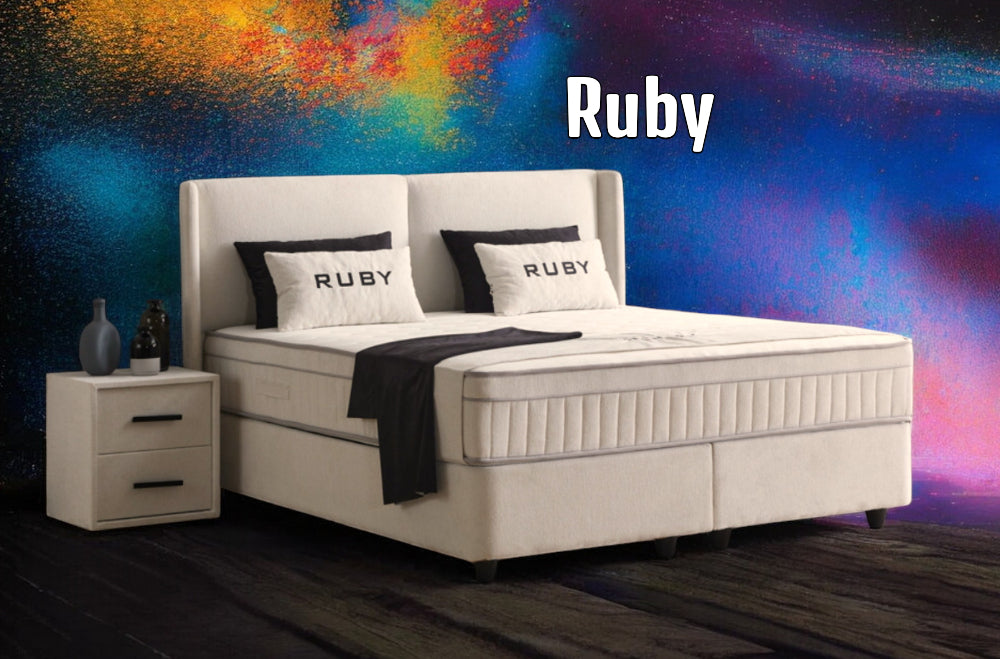 Boxspringbett Ruby Cremeweiß Voll-orthopädisches Komfortbett mit Bettkasten, Stauraum, inkl. kostenlose Lieferung und Montage