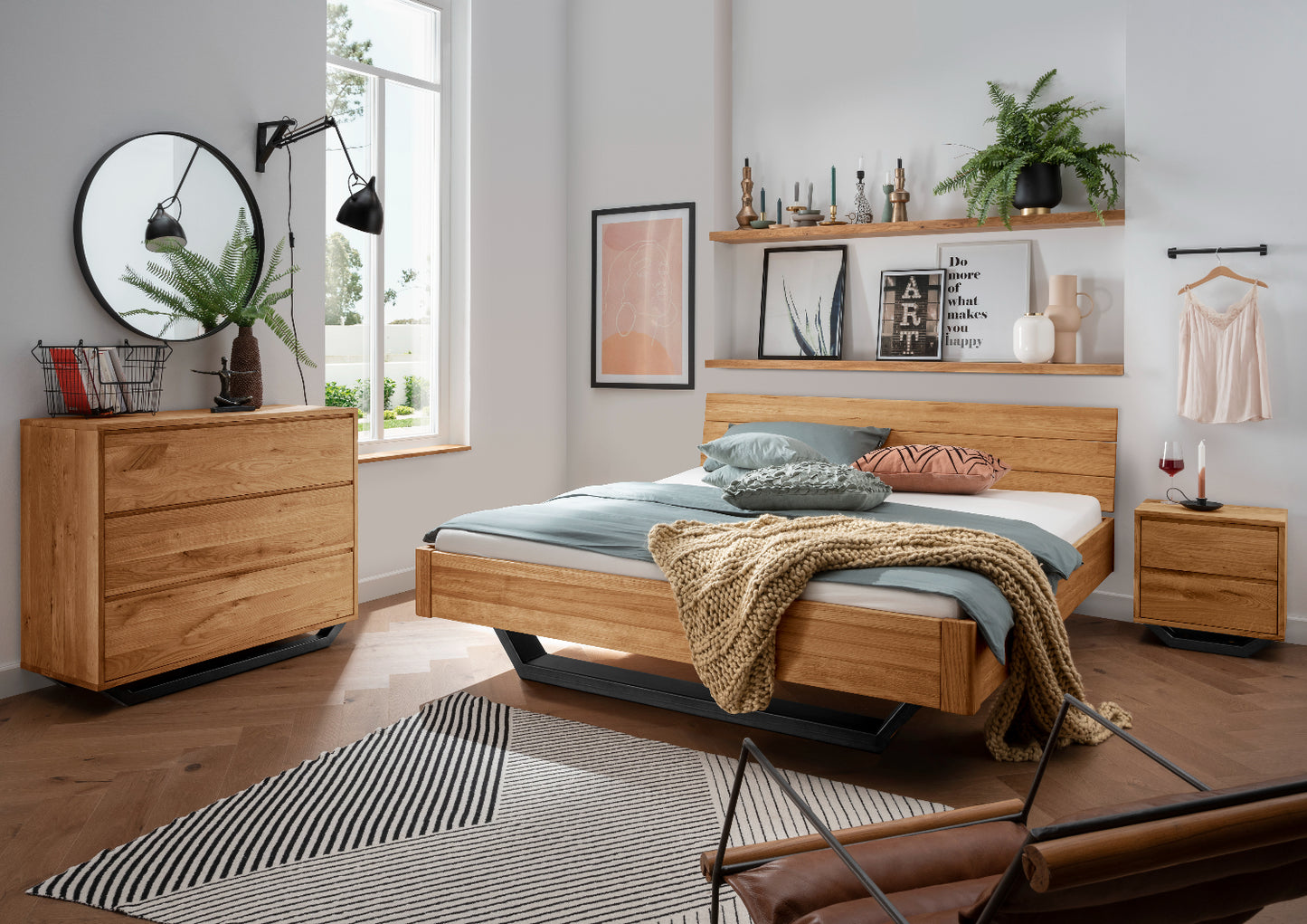 Infantil Nachtkommode Sevilla Wildeiche Massiv Natur inkl. Softclose-Funktion B/H/T 50 x 51 x 45 cm