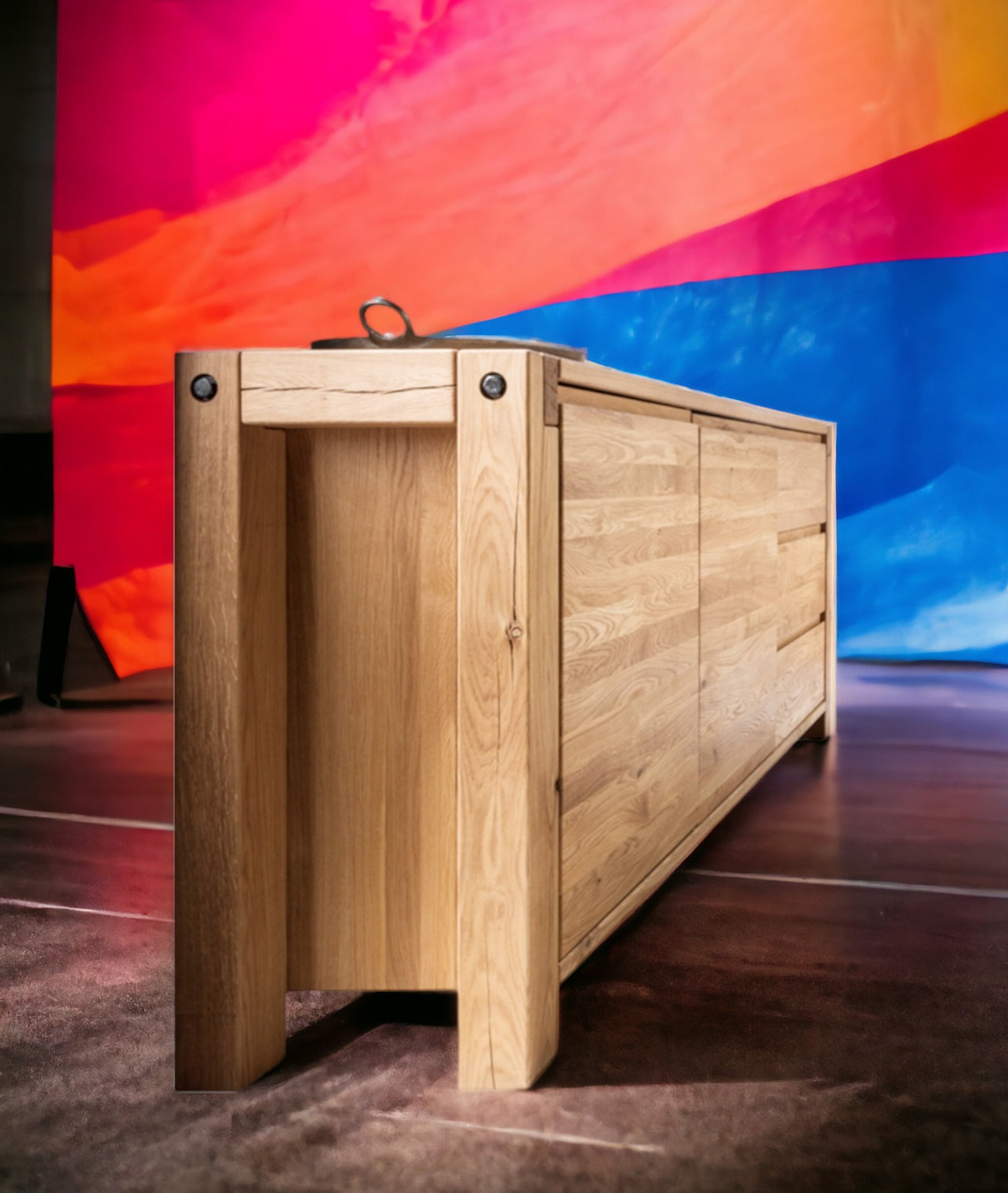 TPT Kommode Woodstock 2-türig und 3 Schubladen Eiche massiv geölt, ca. B/H/T 200 x 90 x 45 cm