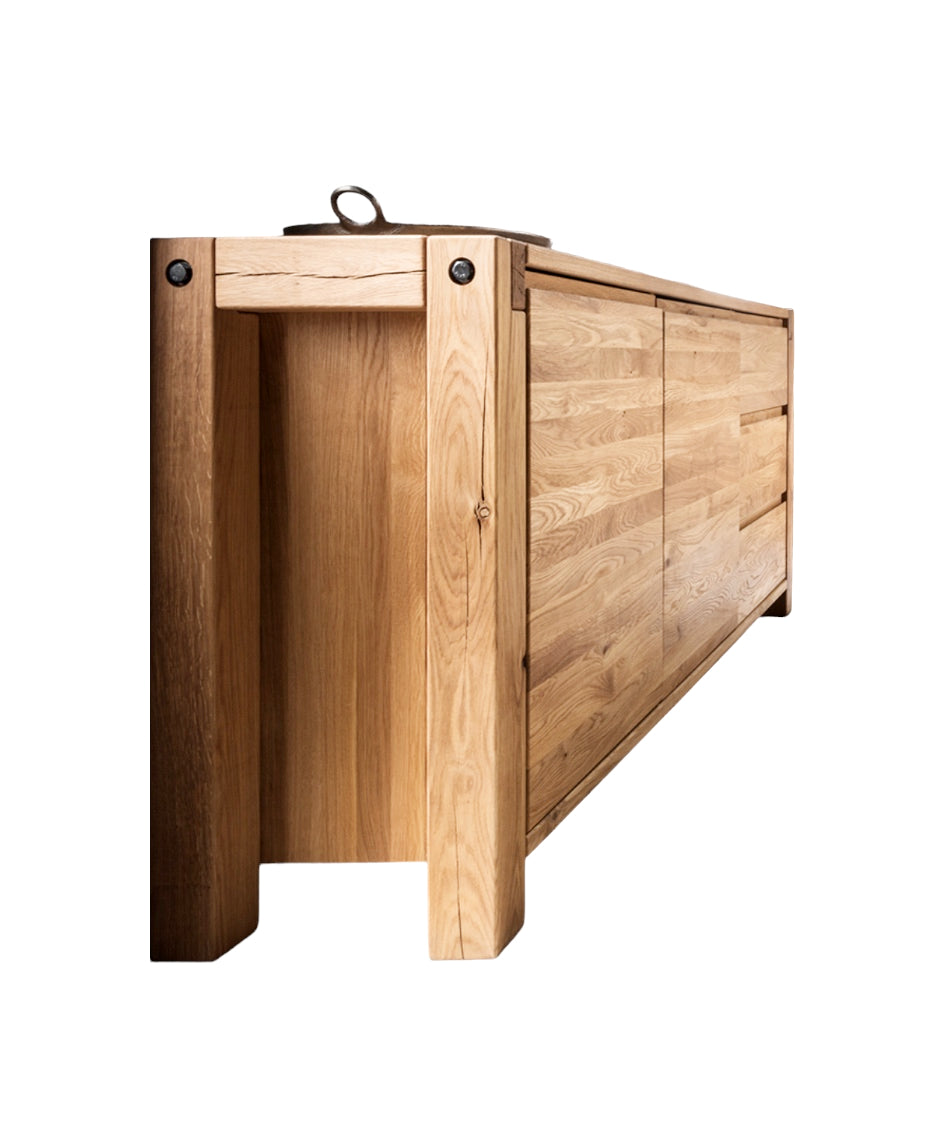 TPT Kommode Woodstock 2-türig und 3 Schubladen Eiche massiv geölt, ca. B/H/T 200 x 90 x 45 cm