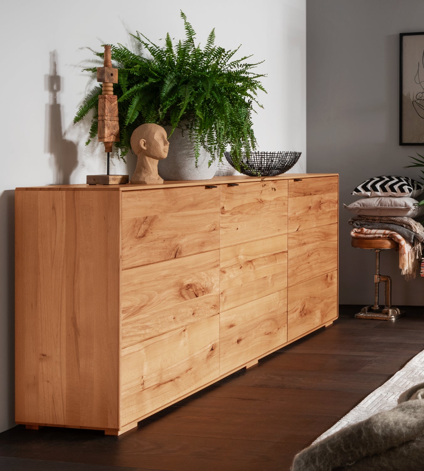 TPT Zerro Sideboard 3-türig massiver Kernbuche/Eiche B/H/T 180 x 85 x 42 cm