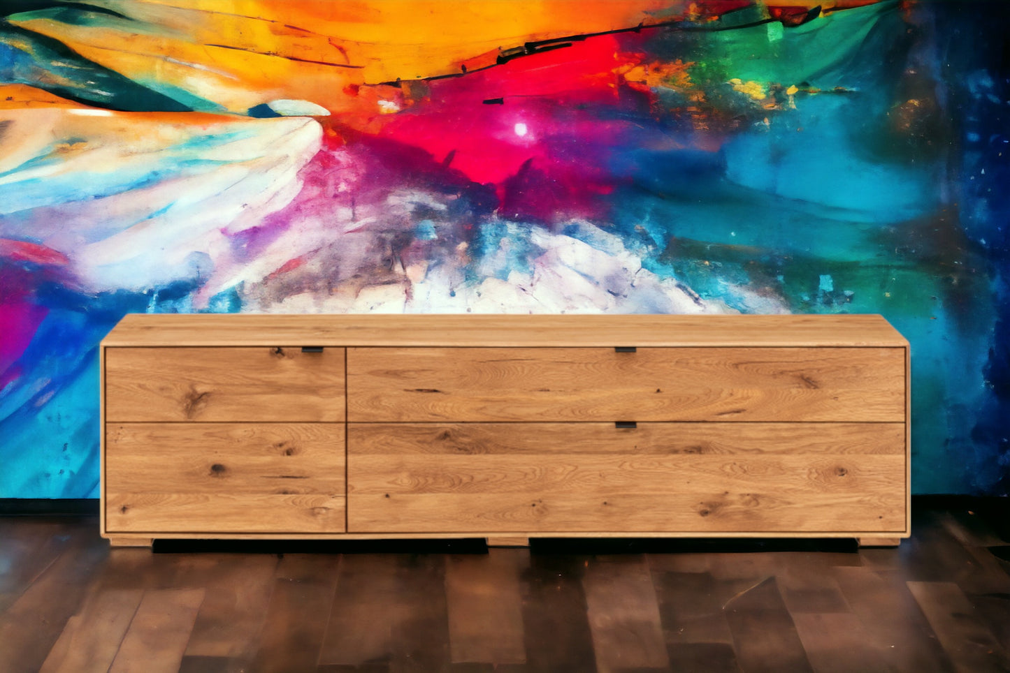TPT Zerro TV Lowboard mit Schubladen massiver Kernbuche/Eiche B/H/T 200 x 50 x 42 cm