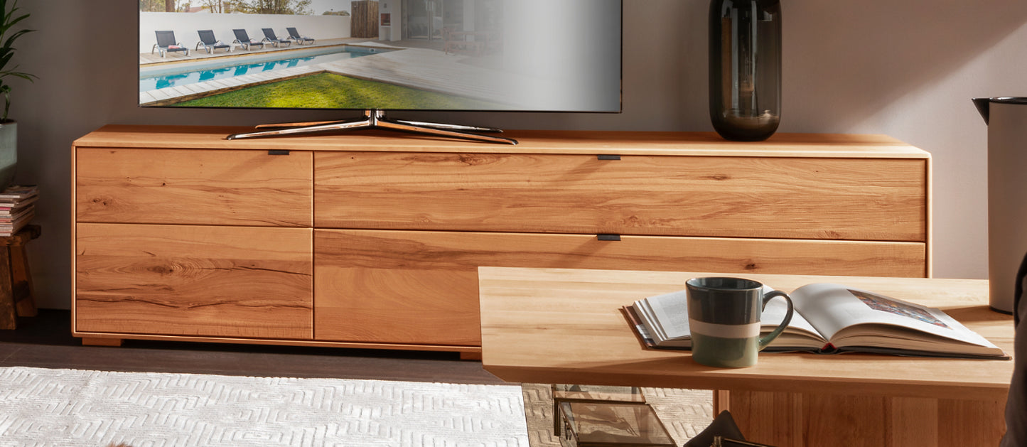 TPT Zerro TV Lowboard mit Schubladen massiver Kernbuche/Eiche B/H/T 200 x 50 x 42 cm