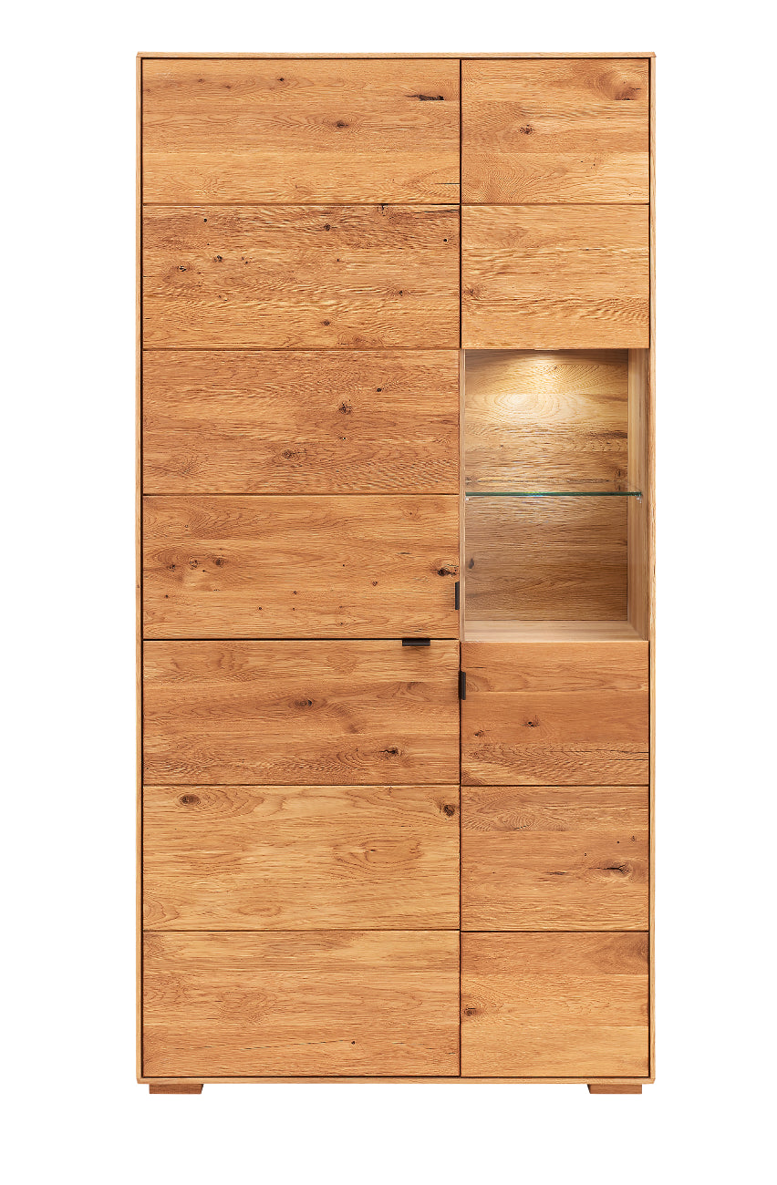 TPT Zerro Highboard 2-türig inkl. Beleuchtung massiver Kernbuche/Eiche B/H/T 96 x 195 x 42 cm