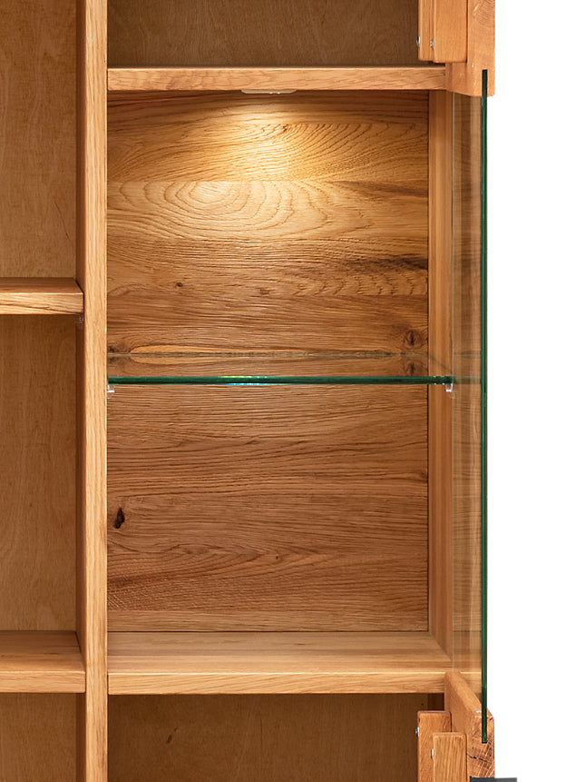 TPT Zerro Highboard 2-türig inkl. Beleuchtung massiver Kernbuche/Eiche B/H/T 96 x 195 x 42 cm