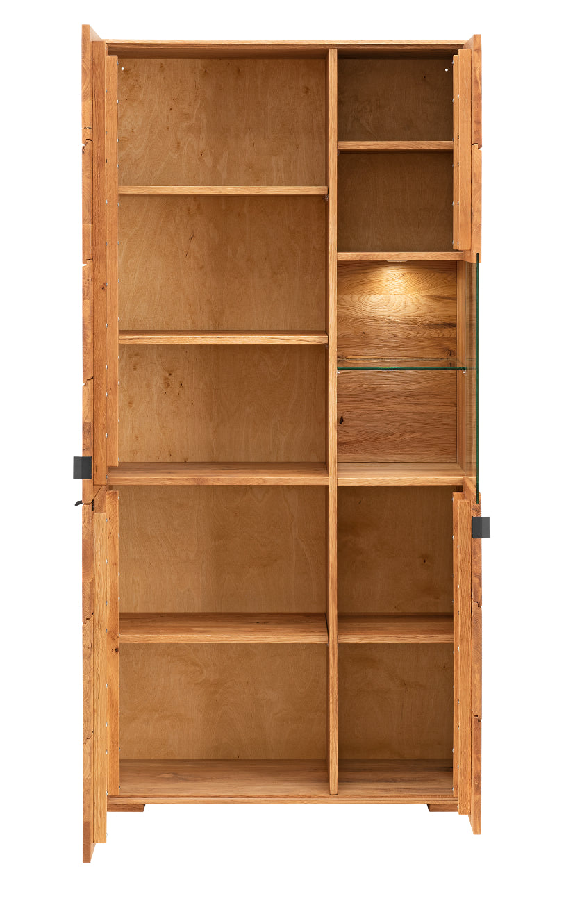 TPT Zerro Highboard 2-türig inkl. Beleuchtung massiver Kernbuche/Eiche B/H/T 96 x 195 x 42 cm