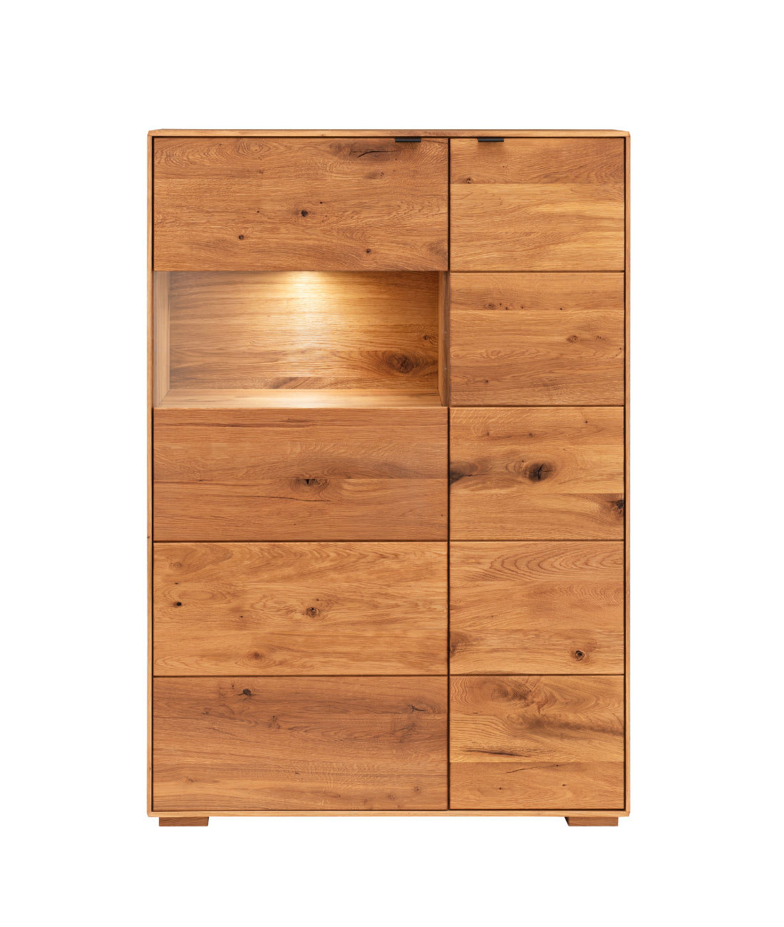 TPT Zerro Doppel-Vitrine 2-türig inkl. Beleuchtung massiver Kernbuche/Eiche B/H/T 96 x 140 x 42 cm