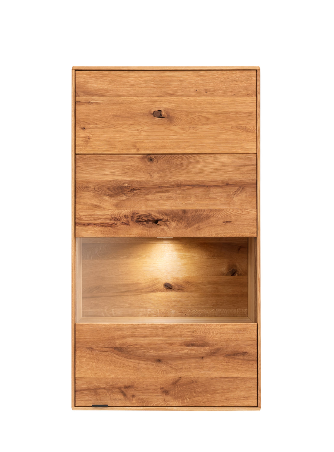 TPT Zerro Hängevitrine 1-türig inkl. Beleuchtung massiver Kernbuche/Eiche B/H/T 61 x 110 x 42 cm