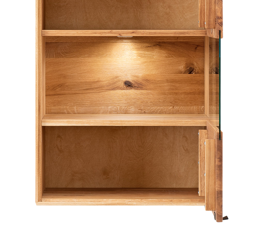 TPT Zerro Hängevitrine 1-türig inkl. Beleuchtung massiver Kernbuche/Eiche B/H/T 61 x 110 x 42 cm