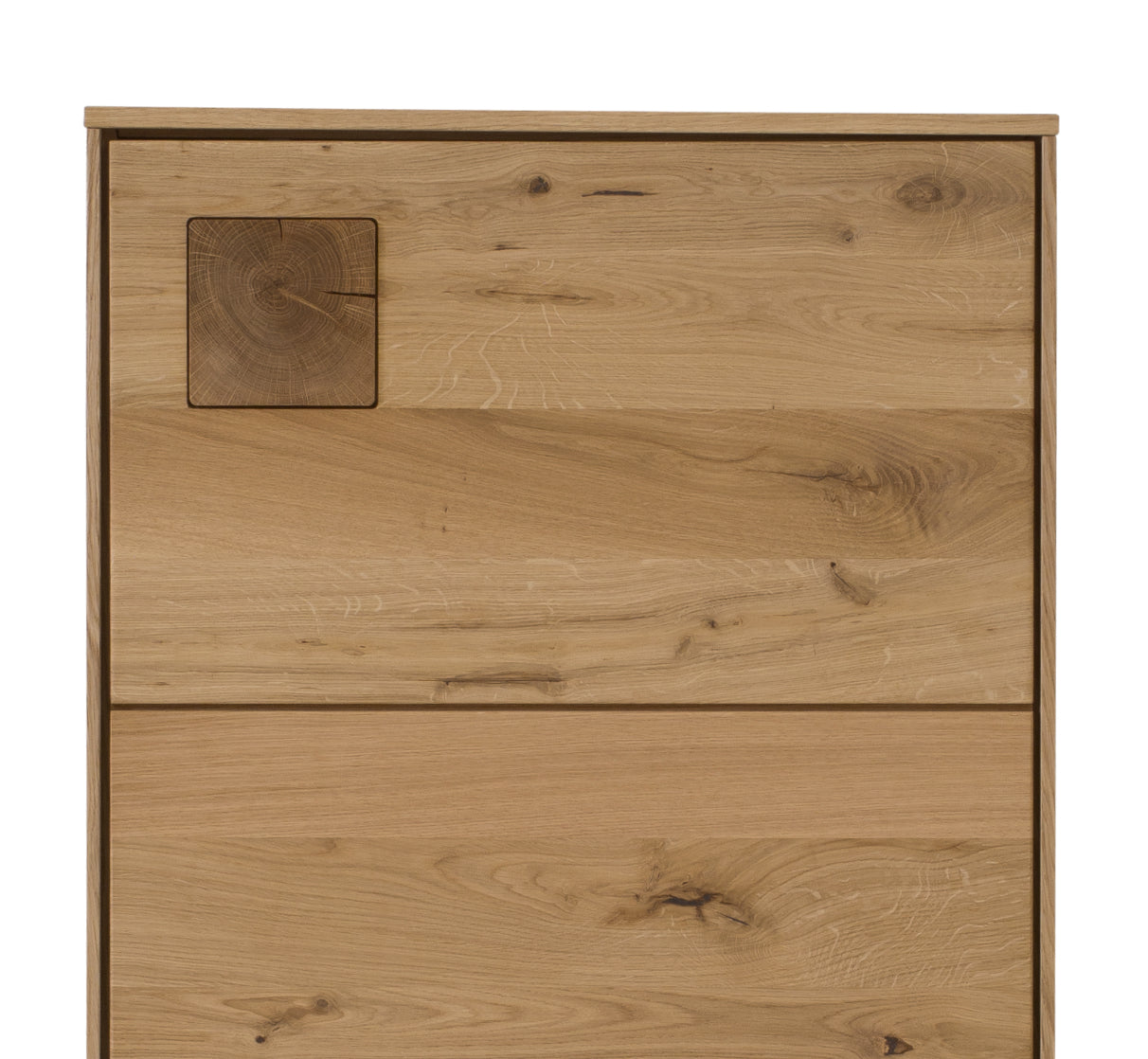 TPT Davos Higboard mit 1 Holztür, Wildeiche massiv natur/blanco geölt inkl. Beleuchtung B/H/T 64 x 145 x 44 cm