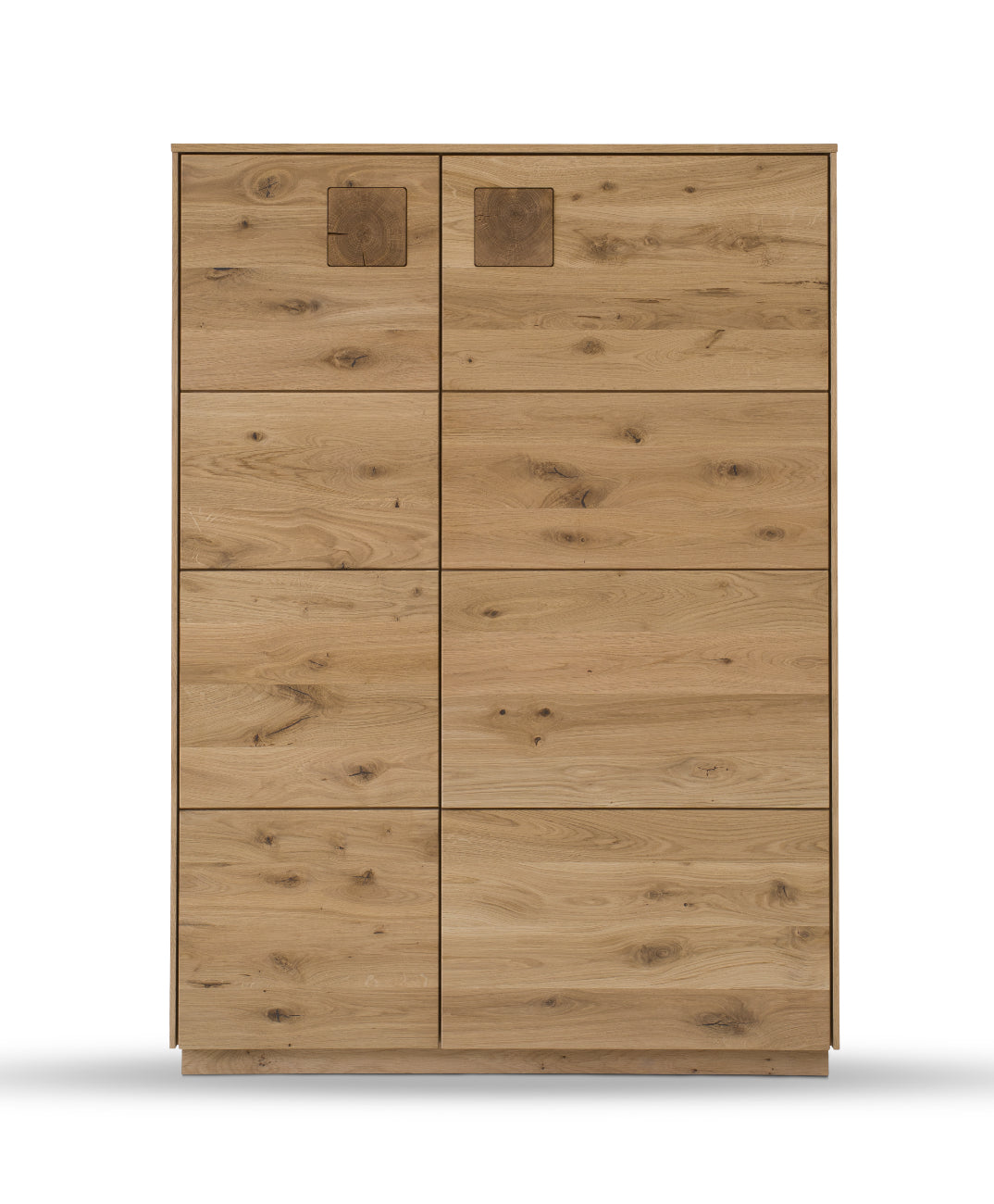 TPT Davos Higboard 2-türig, Wildeiche massiv natur/blanco geölt B/H/T 103 x 145 x 44 cm