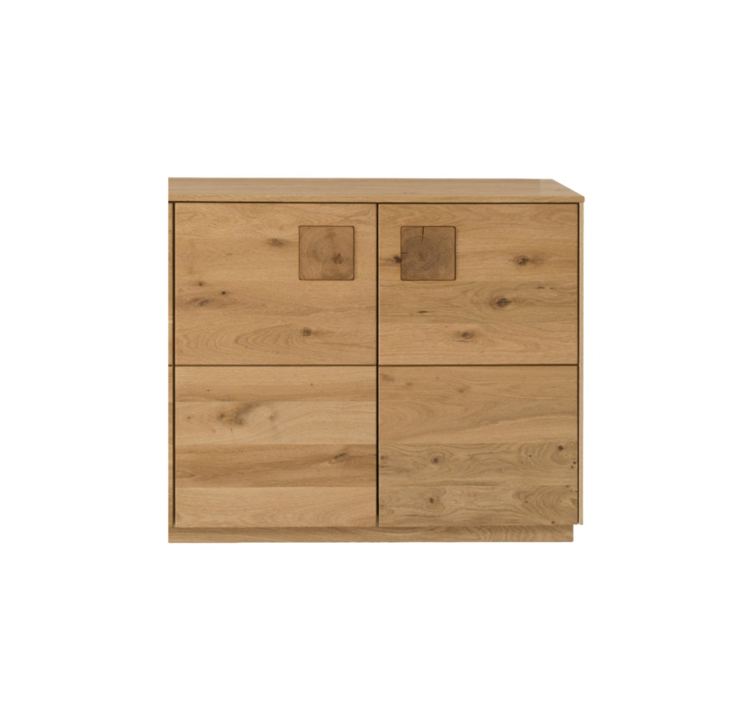 TPT Davos Sideboard 2-türig Wildeiche massiv natur/blanco geölt, inkl. Beleuchtung B/H/T 94 x 80 x 44 cm
