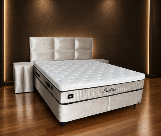 Boxspringbett Daytona "Deluxe" Beige - mit Bettkasten & Stauraum, inkl. Lieferung & Montage