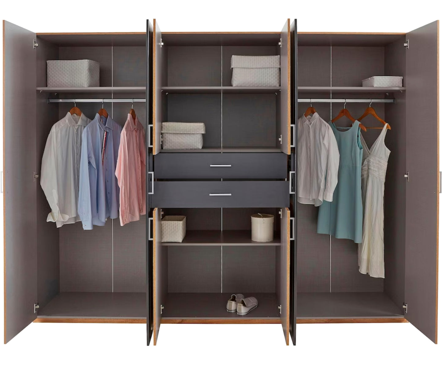 Drehtürenschrank Dillingen 6-türig mit 2 Spiegel und 2 Schubladen B/H/T ca. 270 x 208 x 58 cm