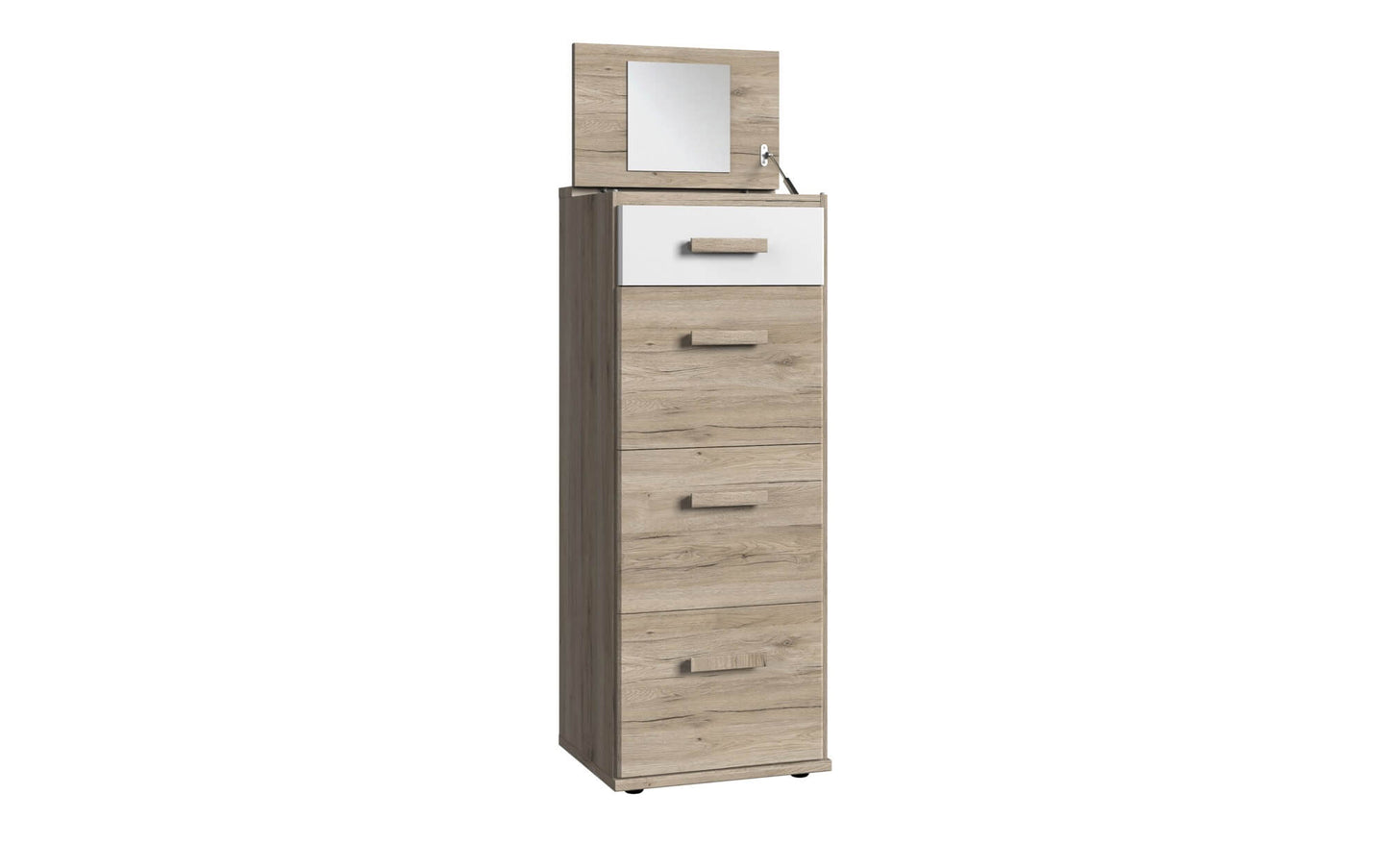 Wimex Hochkommode Cariba mit aufklappbarem Oberboden, Spiegel integriert B/H/T ca. 46 x 121 x 40 cm