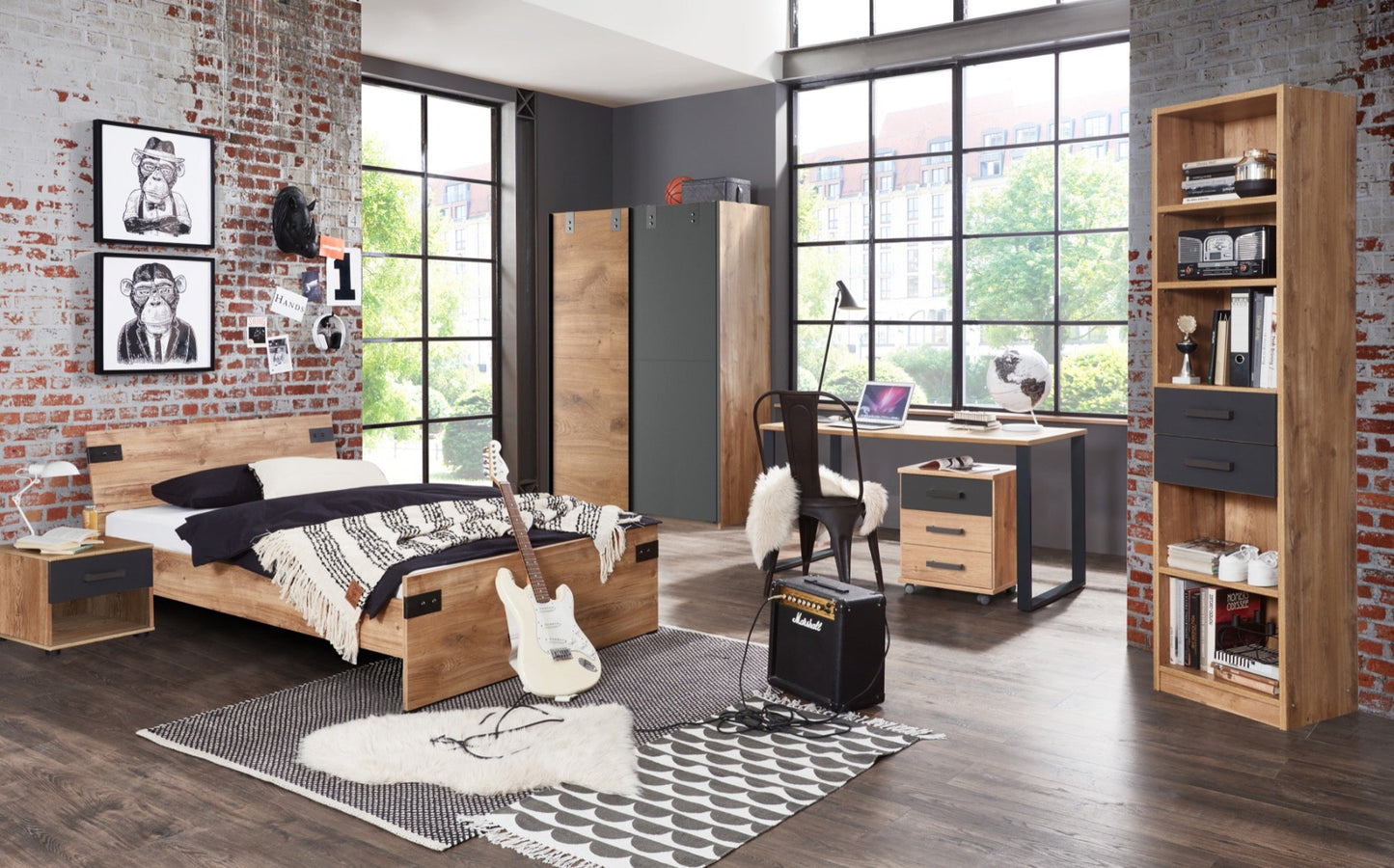 Schwebetürenschrank Liverpool 2-türig Jugendzimmer B/H/T ca. 180 x 198 x 65 cm