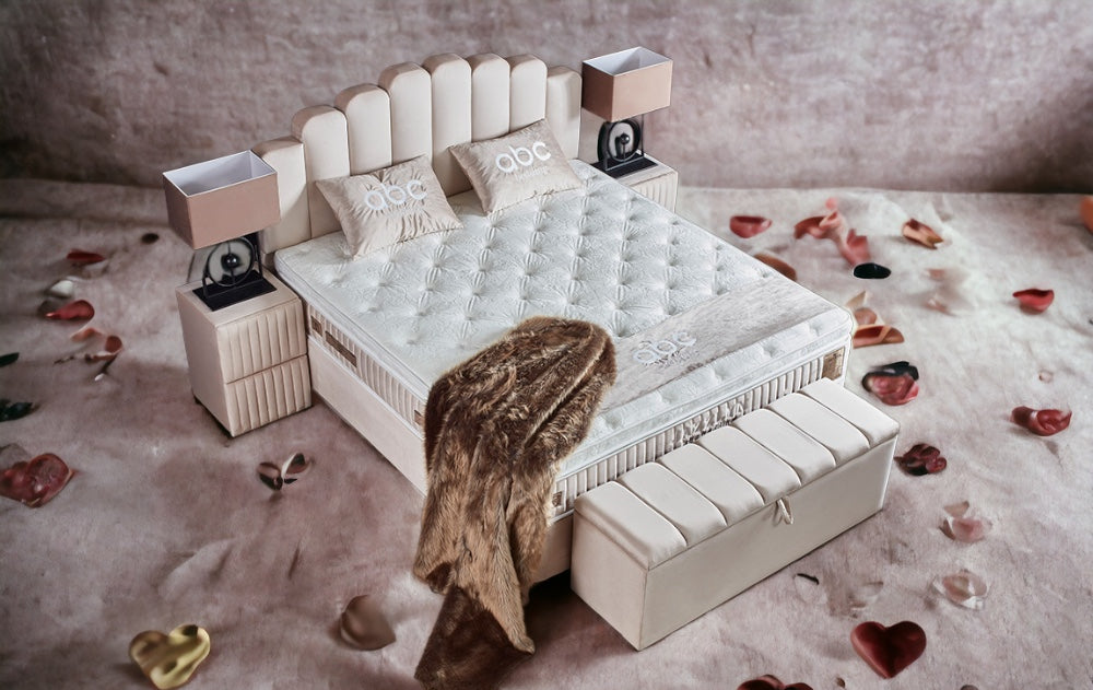 Boxspringbett Jazzlyn Beige Voll-orthopädisches Komfortbett mit Bettkasten, Stauraum, inkl. kostenlose Lieferung und Montage