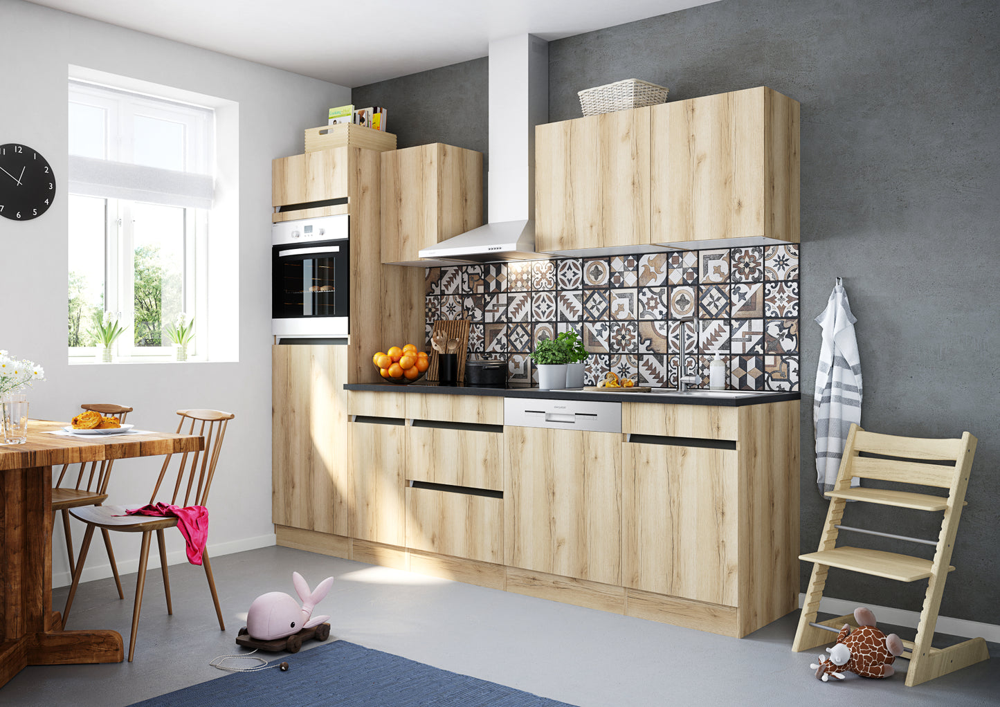 OPTIFit Küchenblock Kaya290 mit E-Geräte/GSP Wildeiche Breite 270 cm
