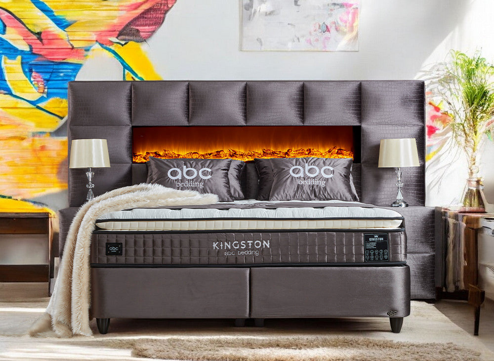 Boxspringbett Kingston Crox (dunkel Grau) Voll-orthopädisches Komfortbett mit Bettkasten, Stauraum, inkl. kostenlose Lieferung und Montage