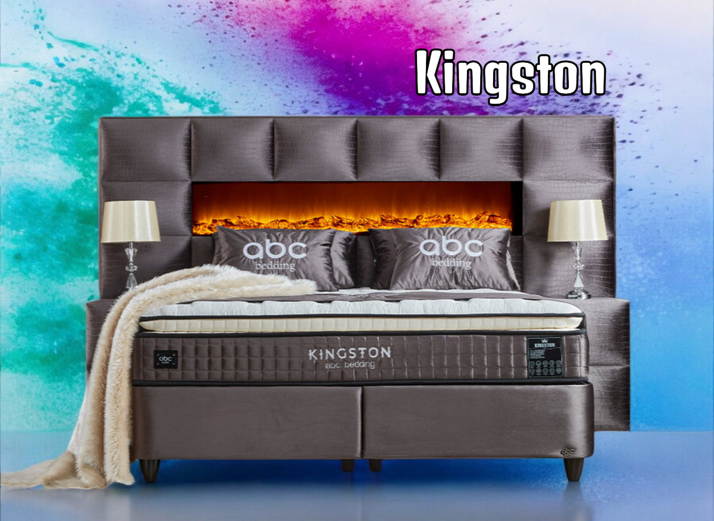 Boxspringbett Kingston Crox (dunkel Grau) Voll-orthopädisches Komfortbett mit Bettkasten, Stauraum, inkl. kostenlose Lieferung und Montage