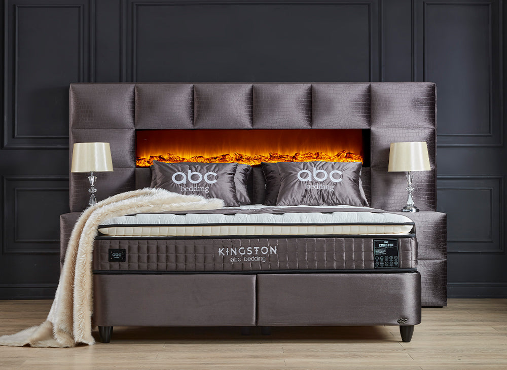 Boxspringbett Kingston Crox (dunkel Grau) Voll-orthopädisches Komfortbett mit Bettkasten, Stauraum, inkl. kostenlose Lieferung und Montage