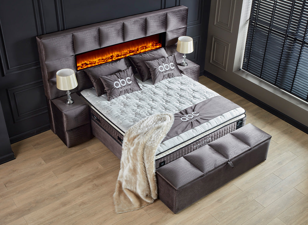 Boxspringbett Kingston Crox (dunkel Grau) Voll-orthopädisches Komfortbett mit Bettkasten, Stauraum, inkl. kostenlose Lieferung und Montage
