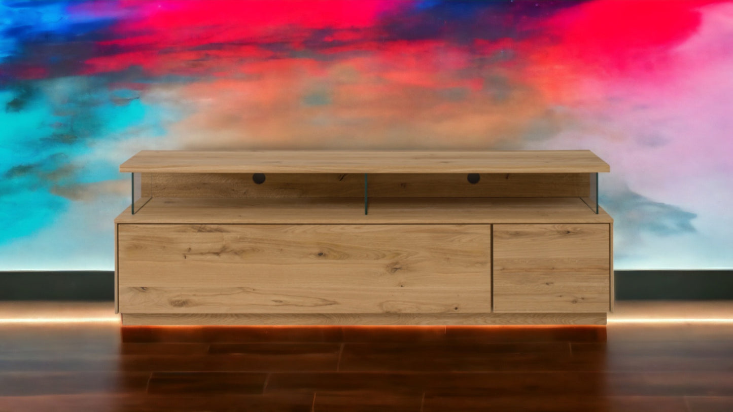 TPT Sankt Gallen TV Lowboard Wildeiche massiv inkl. Beleuchtung B/H/T 170 x 56 x 44 cm