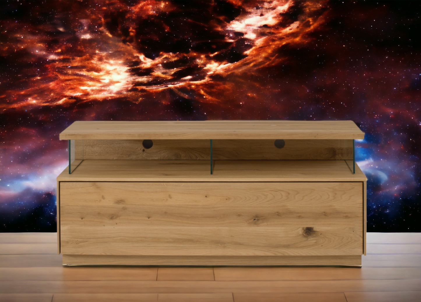TPT Sankt Gallen TV Lowboard Wildeiche massiv inkl. Beleuchtung B/H/T 130 x 56 x 44 cm