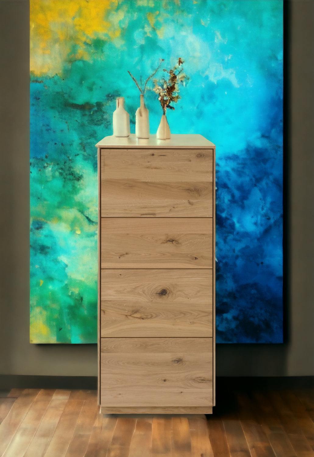 TPT Sankt Gallen Higboard 1-türig, Wildeiche massiv B/H/T 64 x 145 x 44 cm
