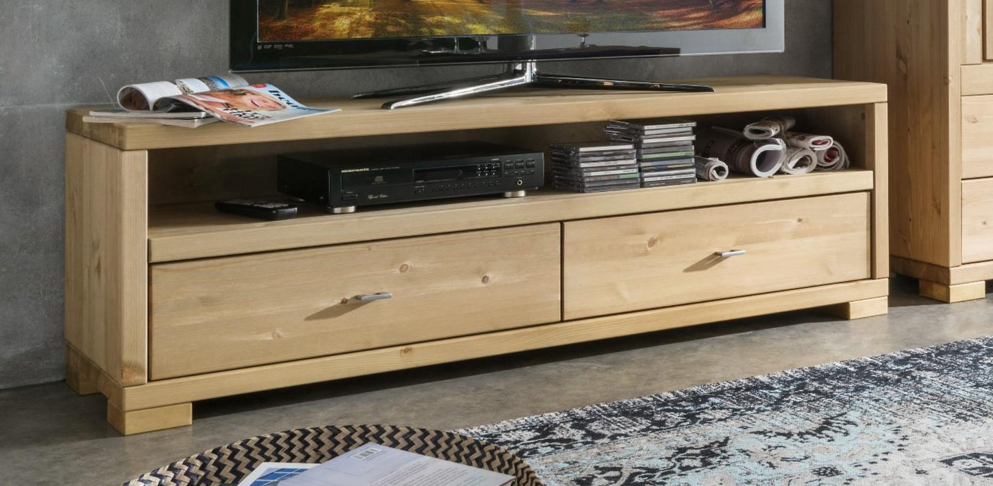 Infantil Vita TV Lowboard Kiefer massiv mit 2 Schubladen Breite 120/160 cm x H 51 cm