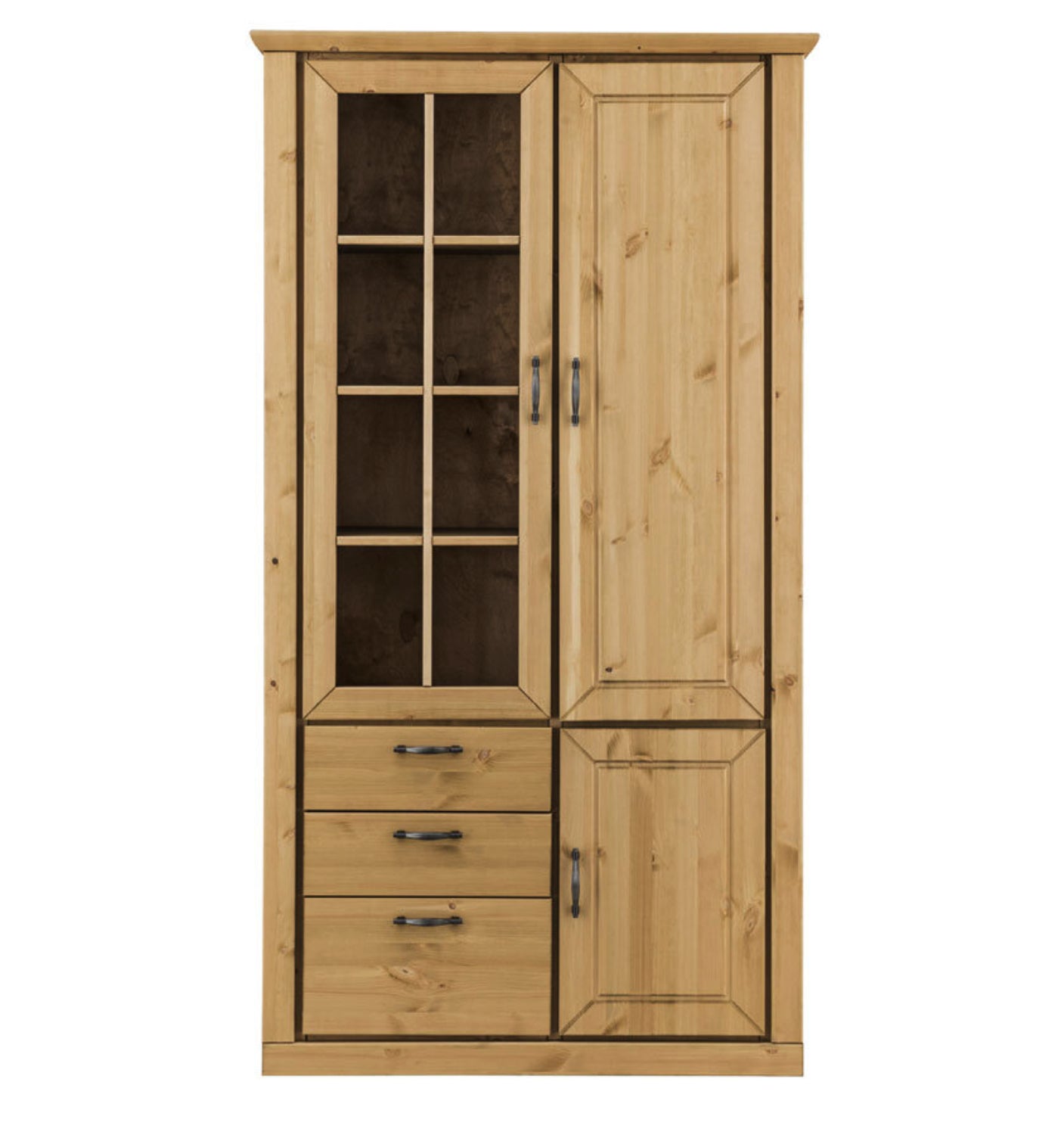 Infantil Adela Vitrinenschrank 3-türig mit Schublade aus massiver Kiefer
