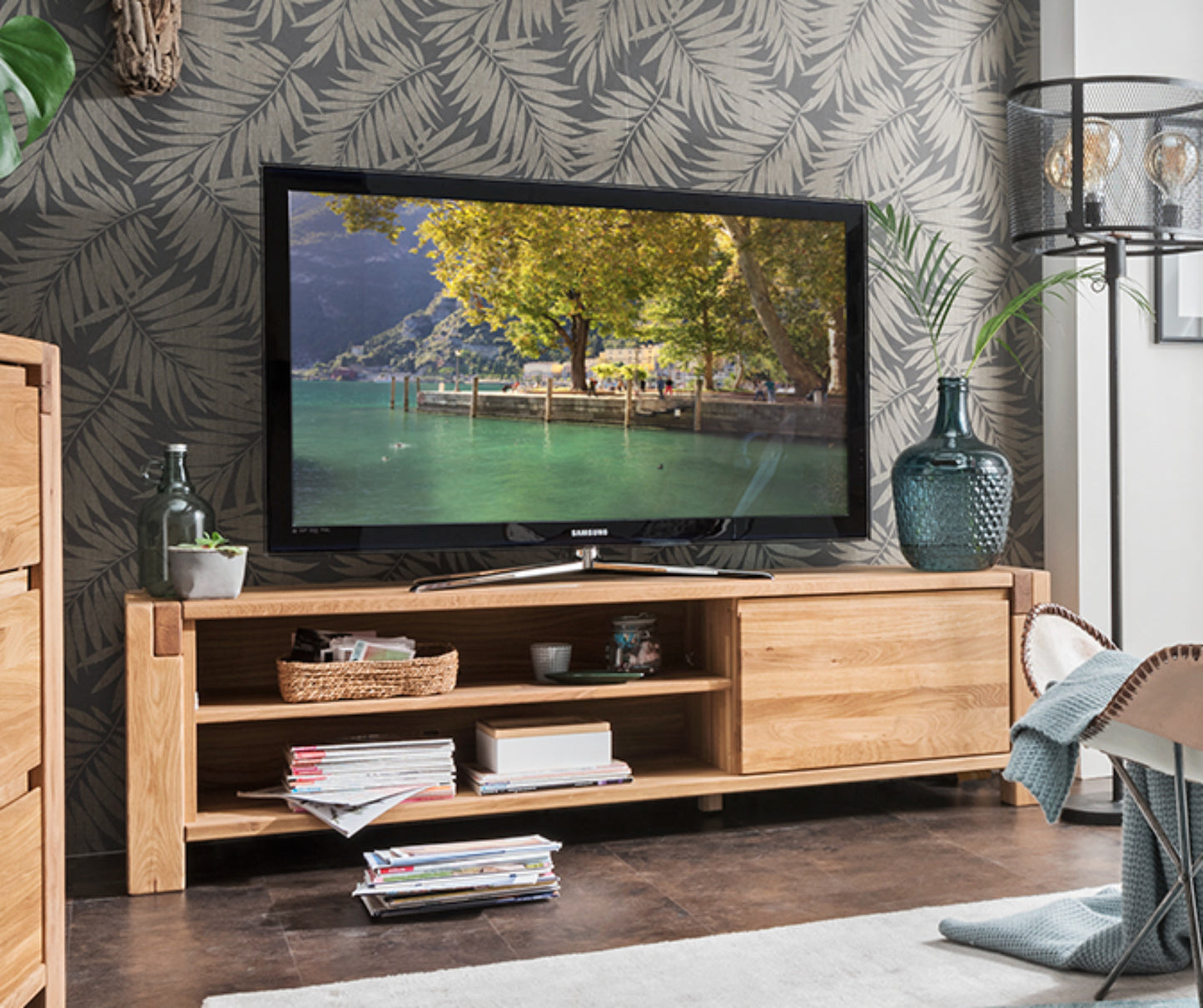 TPT TV Lowboard Woodstock Eiche massiv geölt, ca. B/H/T 180 x 50 x 45 cm